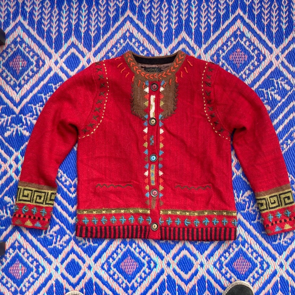 Icelandic style sweater size medium. Cardigan, button front.